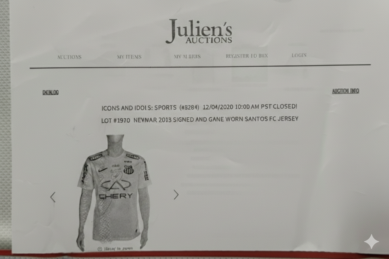 Neymar Jr. Signed and Inscribed Match Worn 2013 Santos F.C. Jersey
