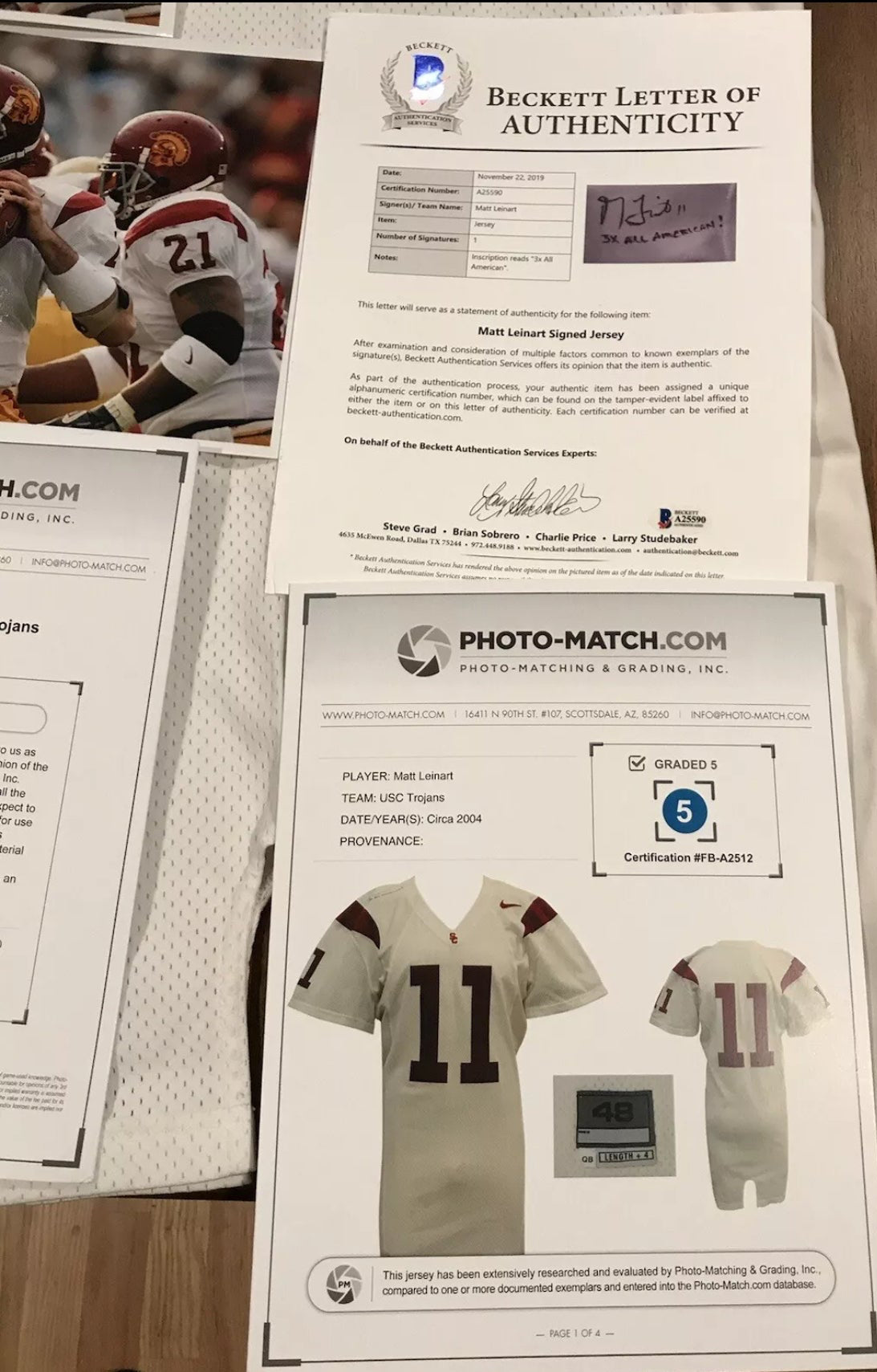 Matt Leinart Signed Game-Worn USC Trojans Jersey – 2004 Heisman Trophy Season – Framed with 8 Inscriptions (Photo-Matched)