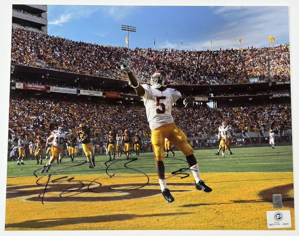 Reggie Bush Signed 16x20 USC vs Arizona State Touchdown Celebration Photo