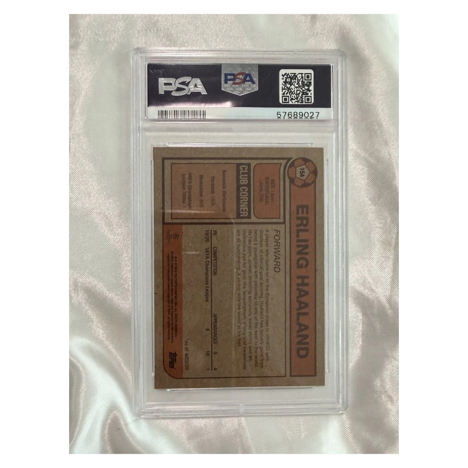 2020 Topps Living UEFA Champions League #154 Erling Haaland Rookie Card /1988 PSA 10 - reverse