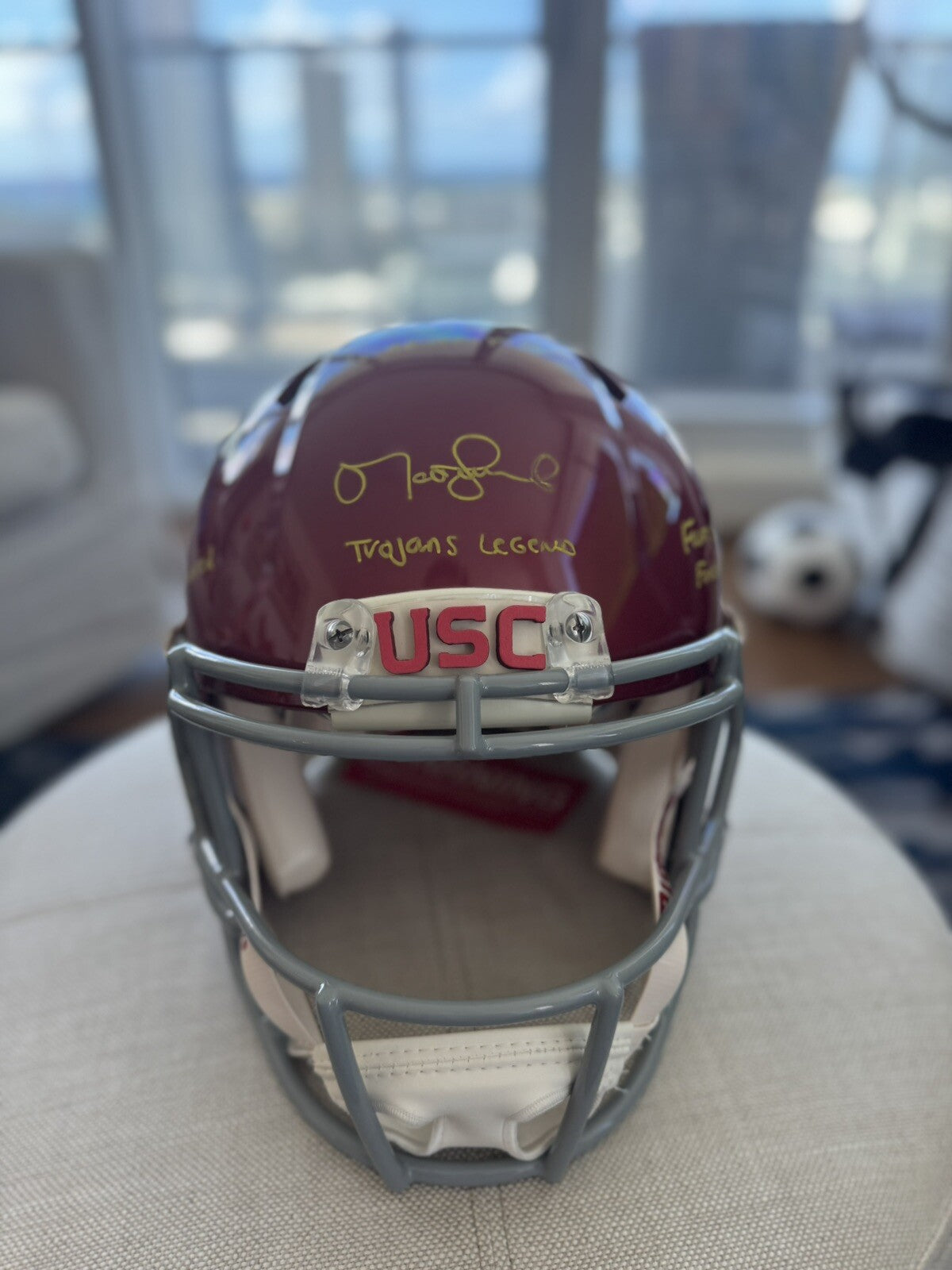 Authentic USC Trojans Speed Helmet Signed and Inscribed by Matt Leinart