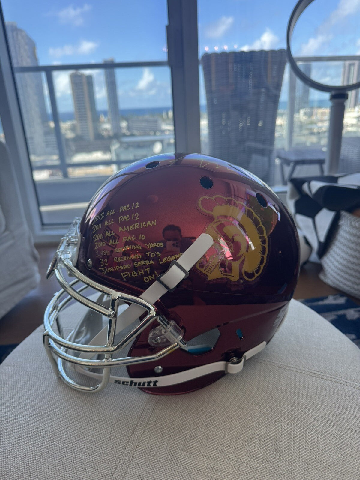 USC Trojans Chrome Helmet Signed & Inscribed by Robert Woods & Marqise Lee