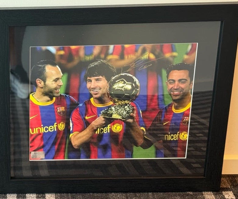 Lionel Messi Signed & Framed Barcelona Photo - Certified By Icons