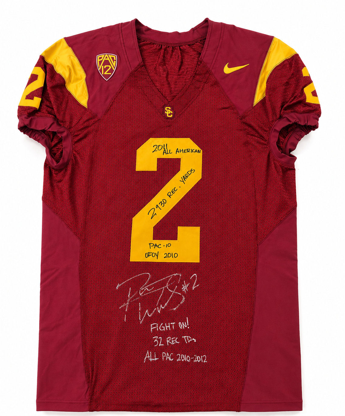 Robert Woods Signed Game Worn USC Trojans Football Jersey w/ 7 Inscriptions