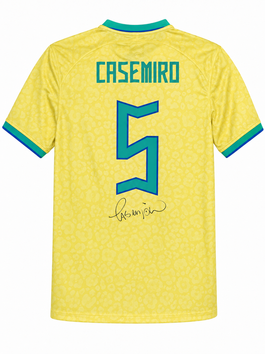 Casemiro Back Signed Brazil Home Shirt