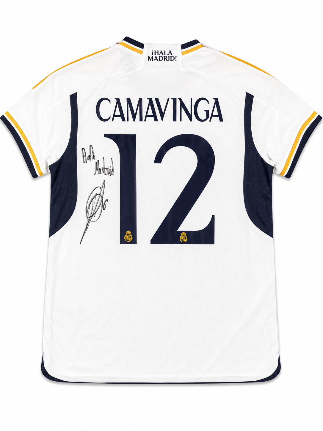 Eduardo Camavinga Signed 23/24 Real Madrid Jersey with Inscription