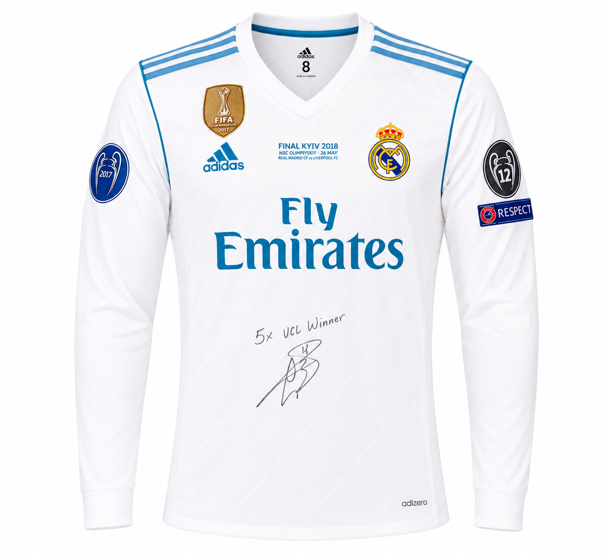 Real Madrid 2017/18 Champions League Final Player Issue Kit Signed by Gareth Bale