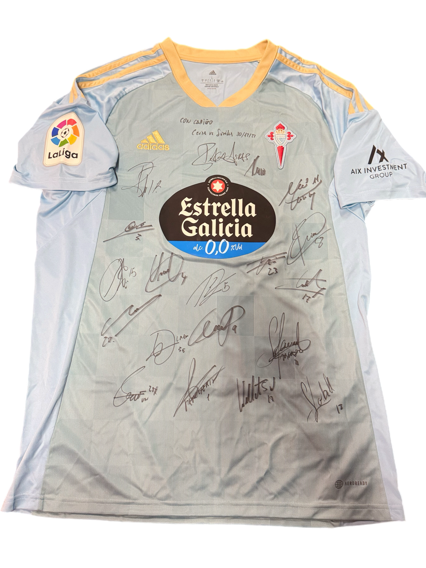 Celta de Vigo Squad Signed Jersey – Celta vs Sevilla (12/30/2022) | MatchWornShirt COA