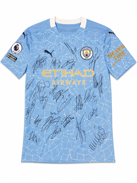 Benjamin Mendy Player-Worn, Team-Signed Manchester City FC Jersey (22 Signatures) - Featuring Kevin De Bruyne, Rodri, Bernardo Silva, Ederson