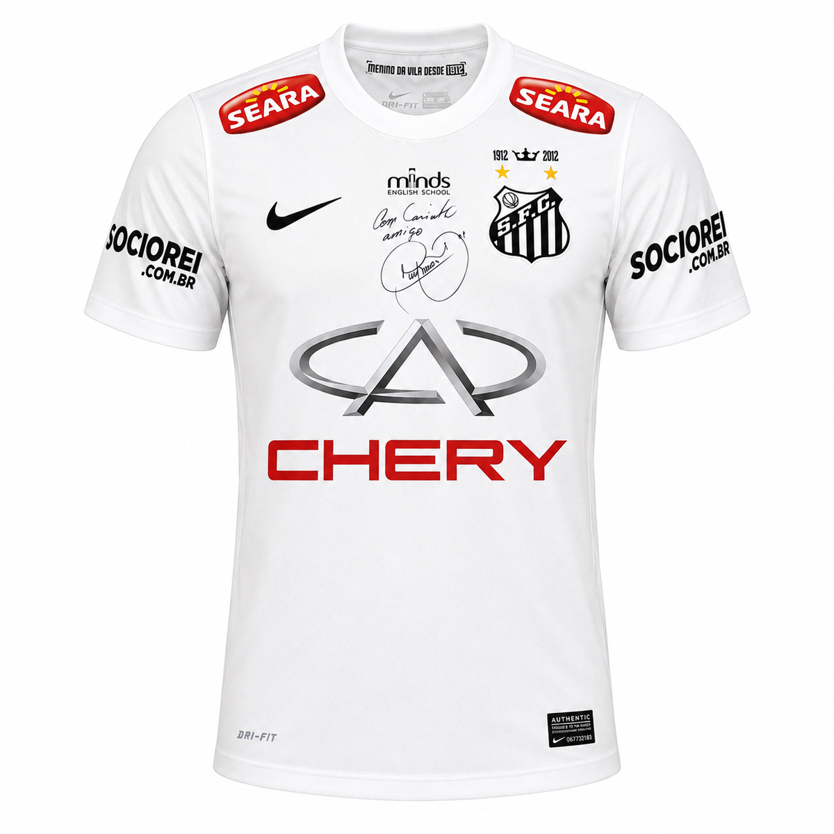 Neymar Jr. Signed and Inscribed Match Worn 2013 Santos F.C. Jersey