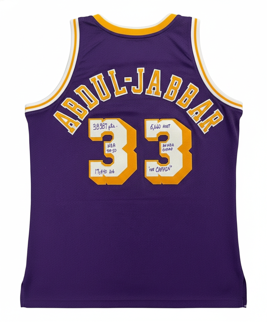 Kareem Abdul Jabbar Signed/Inscribed Authentic Mitchell & Ness Lakers Jersey