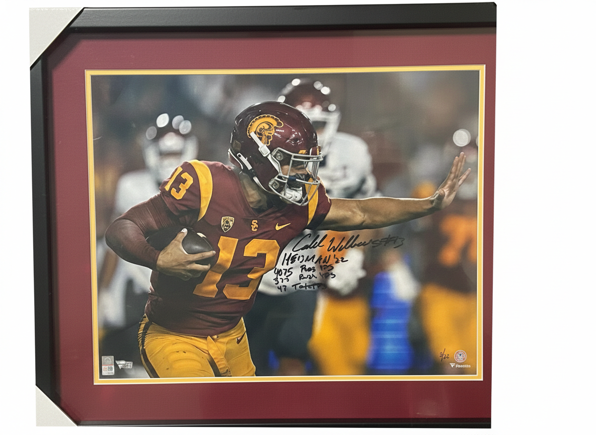 Caleb Williams Signed & Inscribed USC Trojans Framed Photo – Limited Edition #3/22