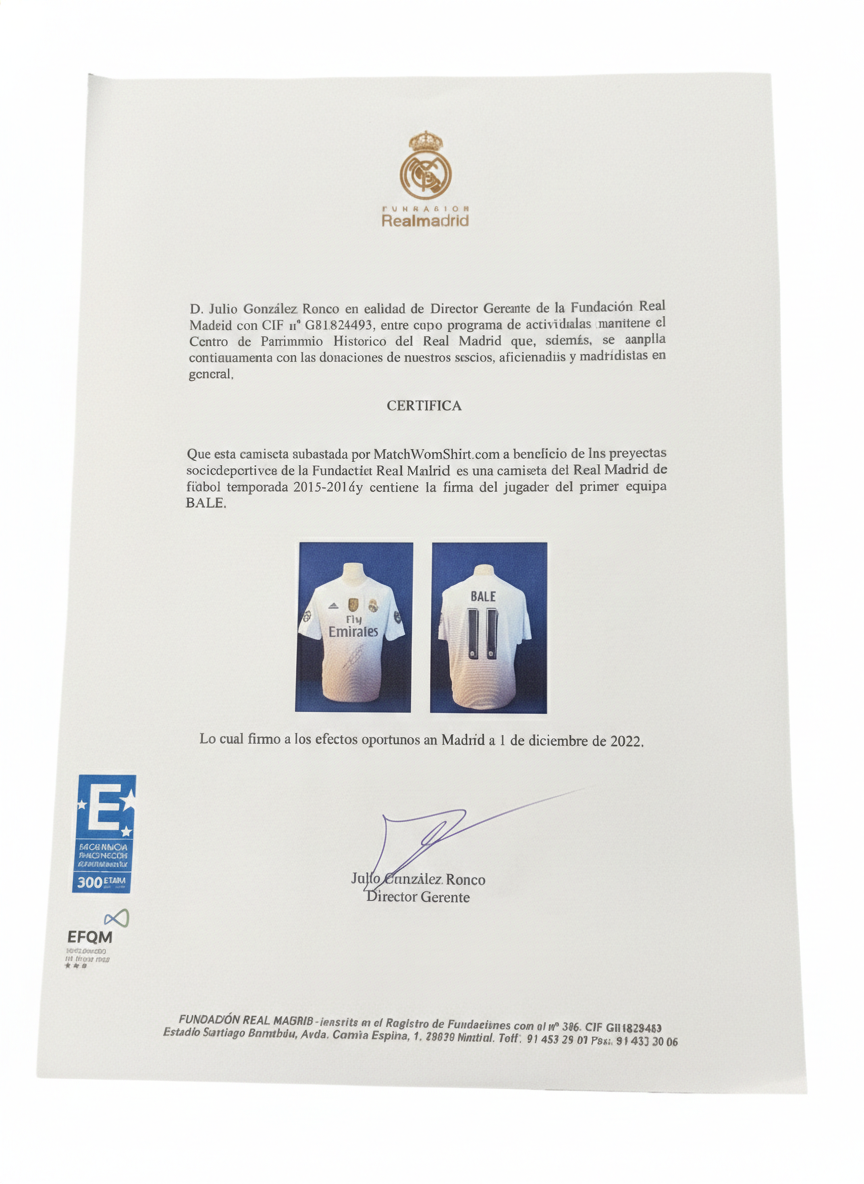 Gareth Bale Autographed 2015/16 Real Madrid Jersey