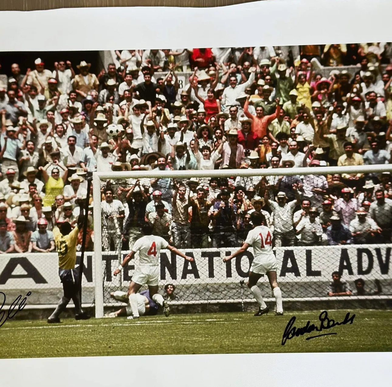 Pelé & Gordon Banks Dual-Signed Canvas – "The Save of the Century" - Beckett Authenticated
