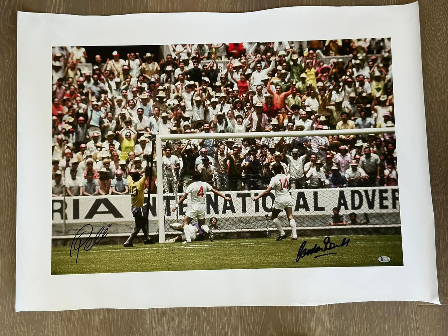 Pelé & Gordon Banks Dual-Signed Canvas – "The Save of the Century" - Beckett Authenticated