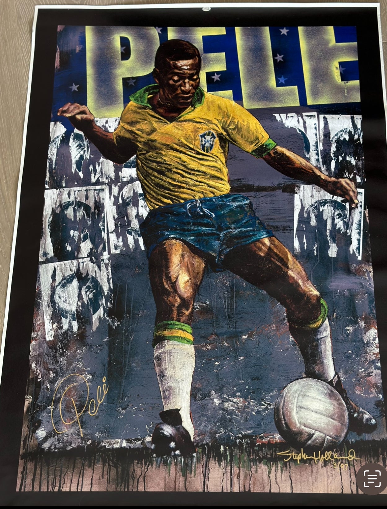 Pelé Dual-Signed Canvas by Stephen Holland (Limited Edition Giclée on Canvas)
