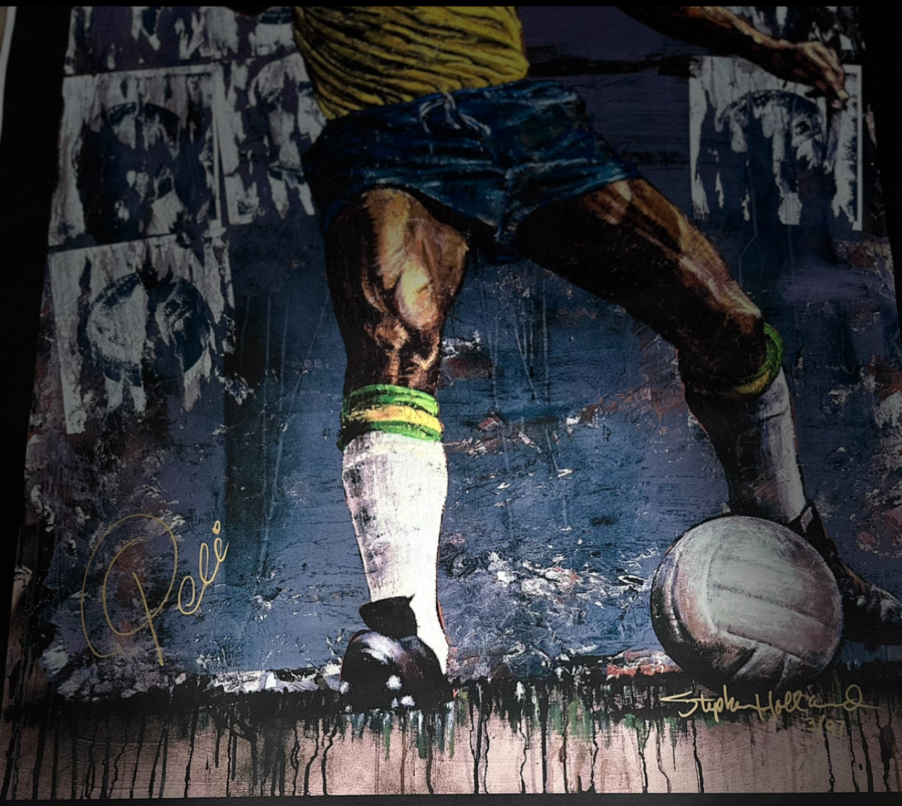 Pelé Dual-Signed Canvas by Stephen Holland (Limited Edition Giclée on Canvas)