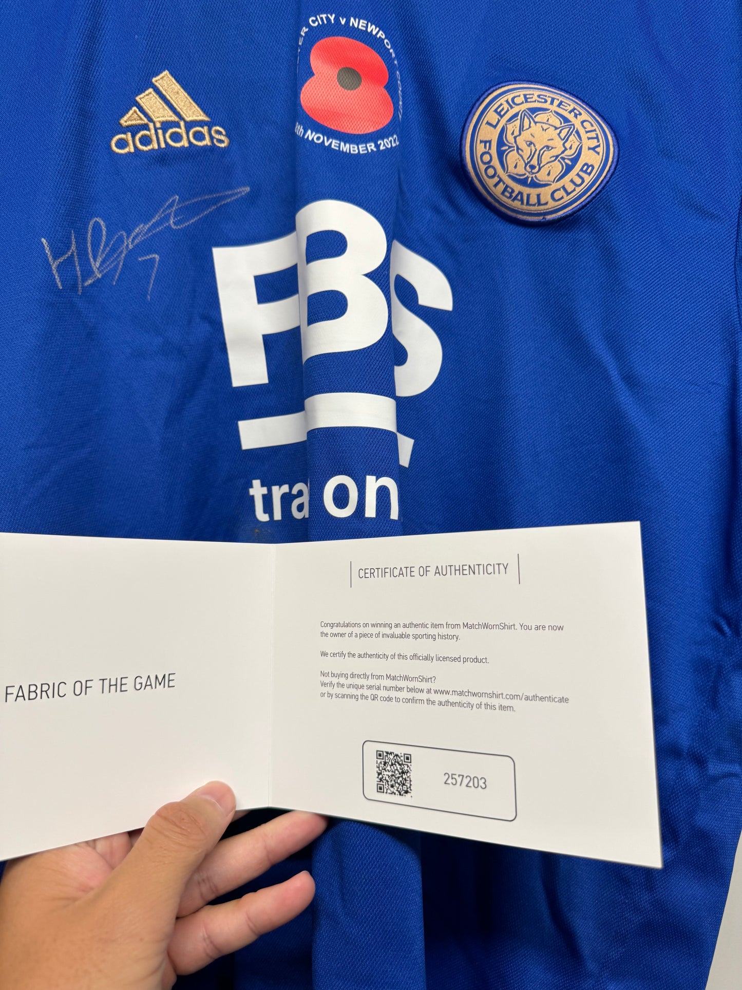 Harvey Barnes Signed Match-Worn Leicester City Jersey – Poppy Match Edition