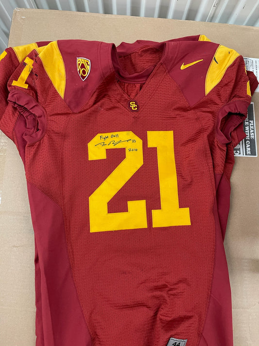 Allen Bradford Signed and Inscribed Game Worn 2010 USC Trojans Football Jersey