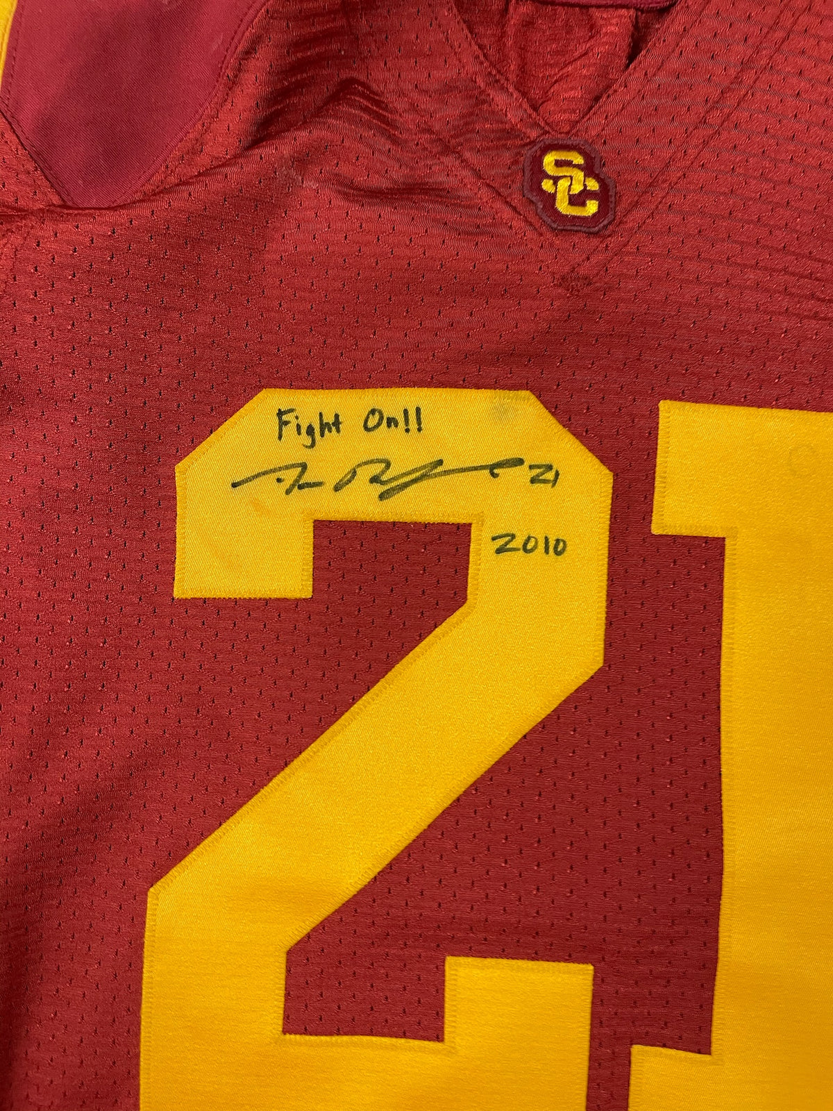 Allen Bradford Signed and Inscribed Game Worn 2010 USC Trojans Football Jersey