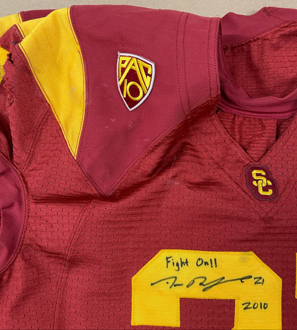 Allen Bradford Signed and Inscribed Game Worn 2010 USC Trojans Football Jersey