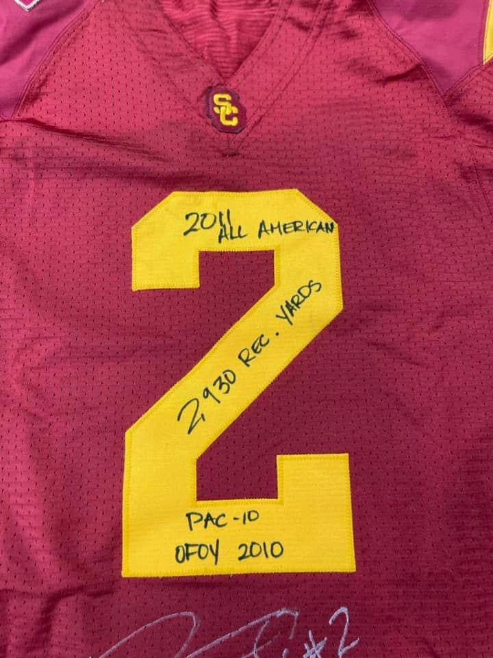 Robert Woods Signed Game Worn USC Trojans Football Jersey w/ 7 Inscriptions