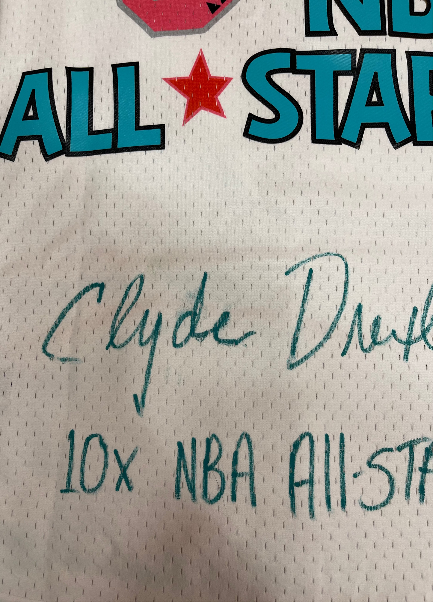 Clyde Drexler Signed and Inscribed NBA All Star Jersey