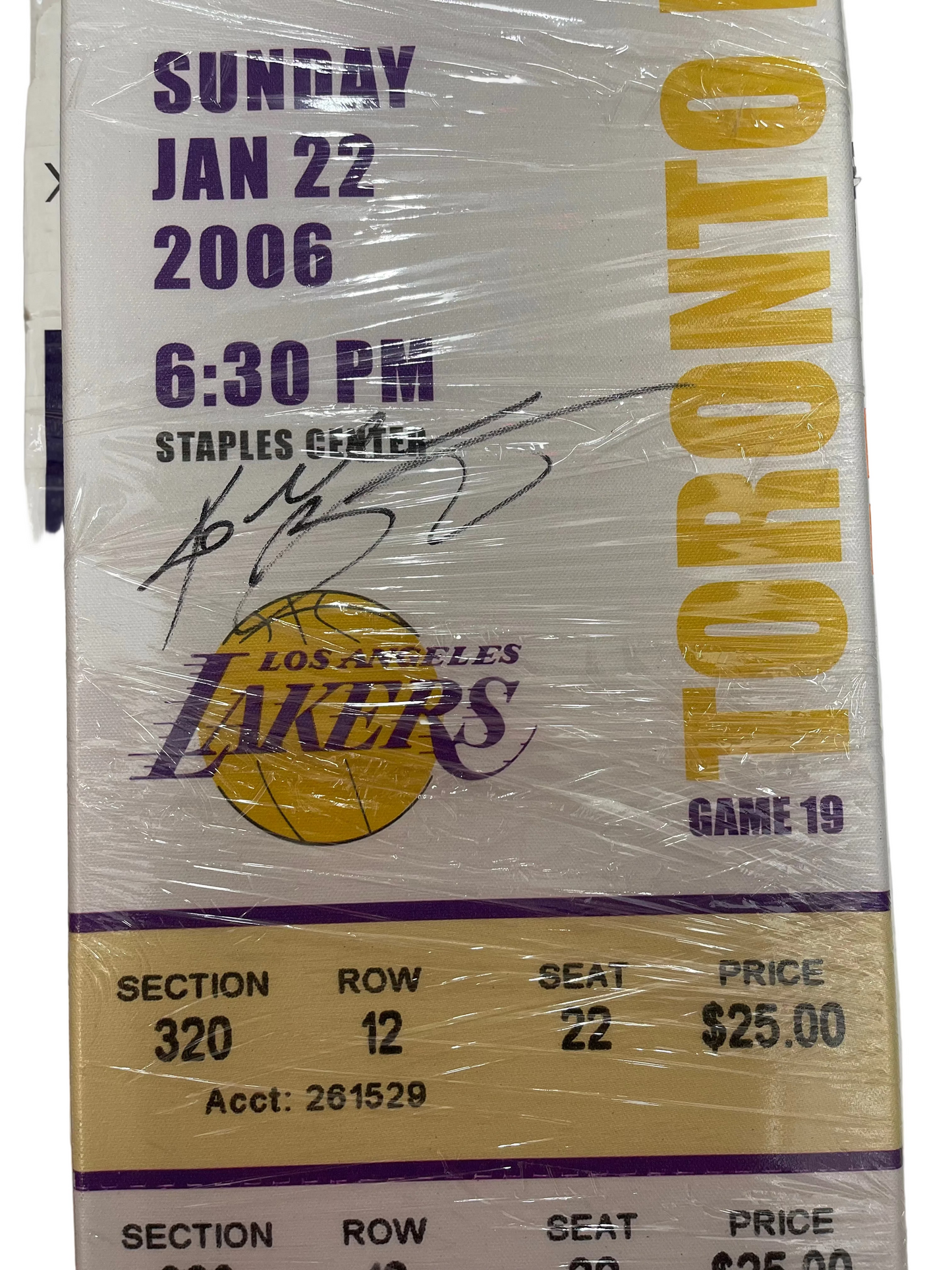 Kobe Bryant Signed Autograph Panini 81 Point Game 10x34 Ticket Stub Canvas