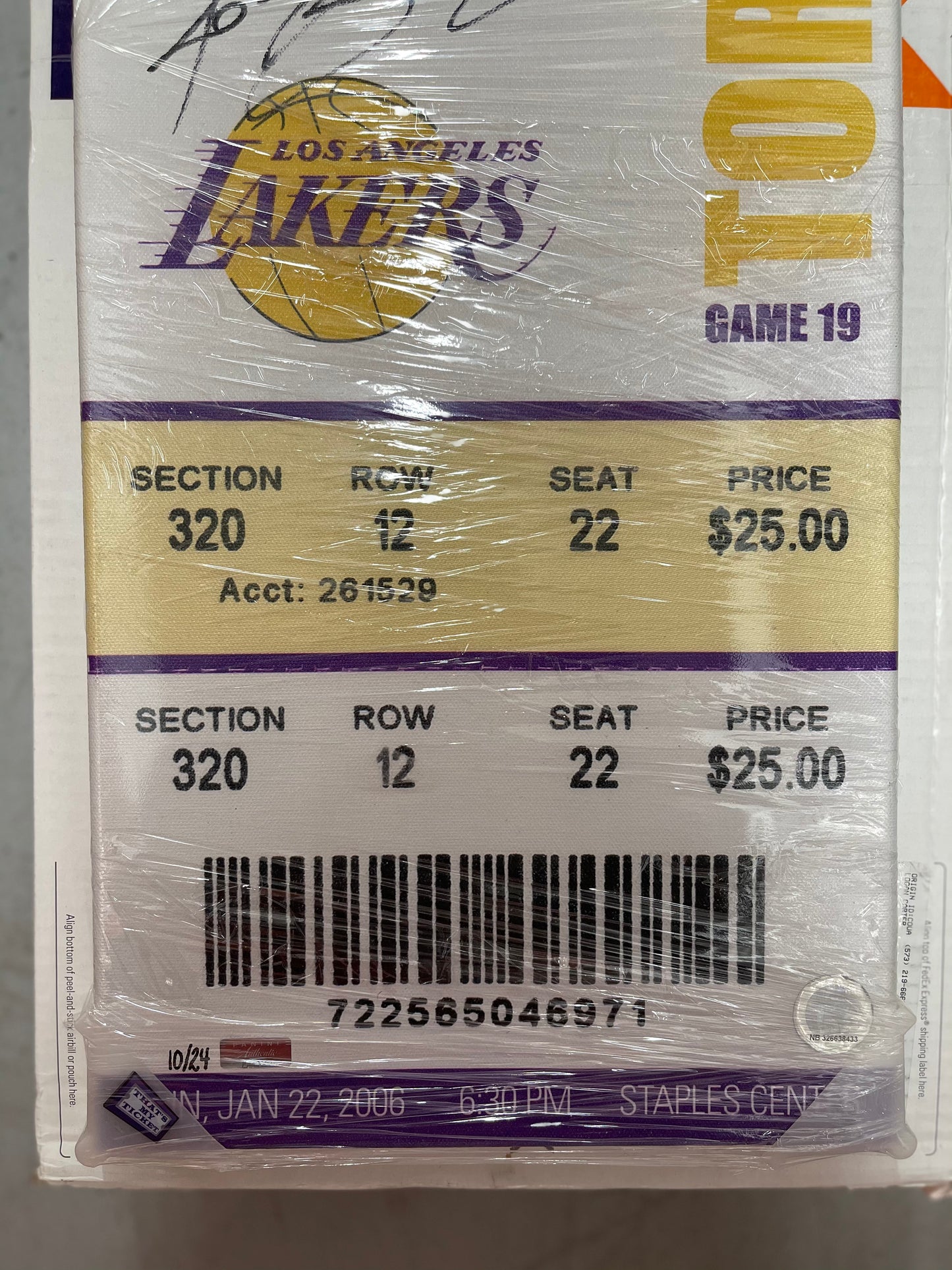 Kobe Bryant Signed Autograph Panini 81 Point Game 10x34 Ticket Stub Canvas