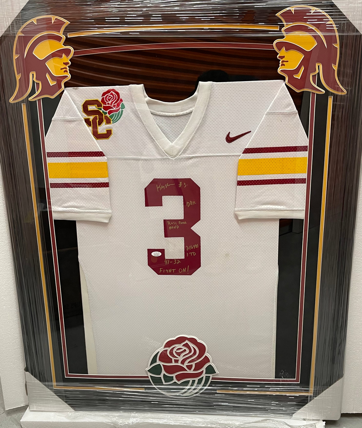 Keyshawn Johnson Signed, Inscribed, and Framed USC Trojans Team Issued Rose Bowl with 6 Inscriptions