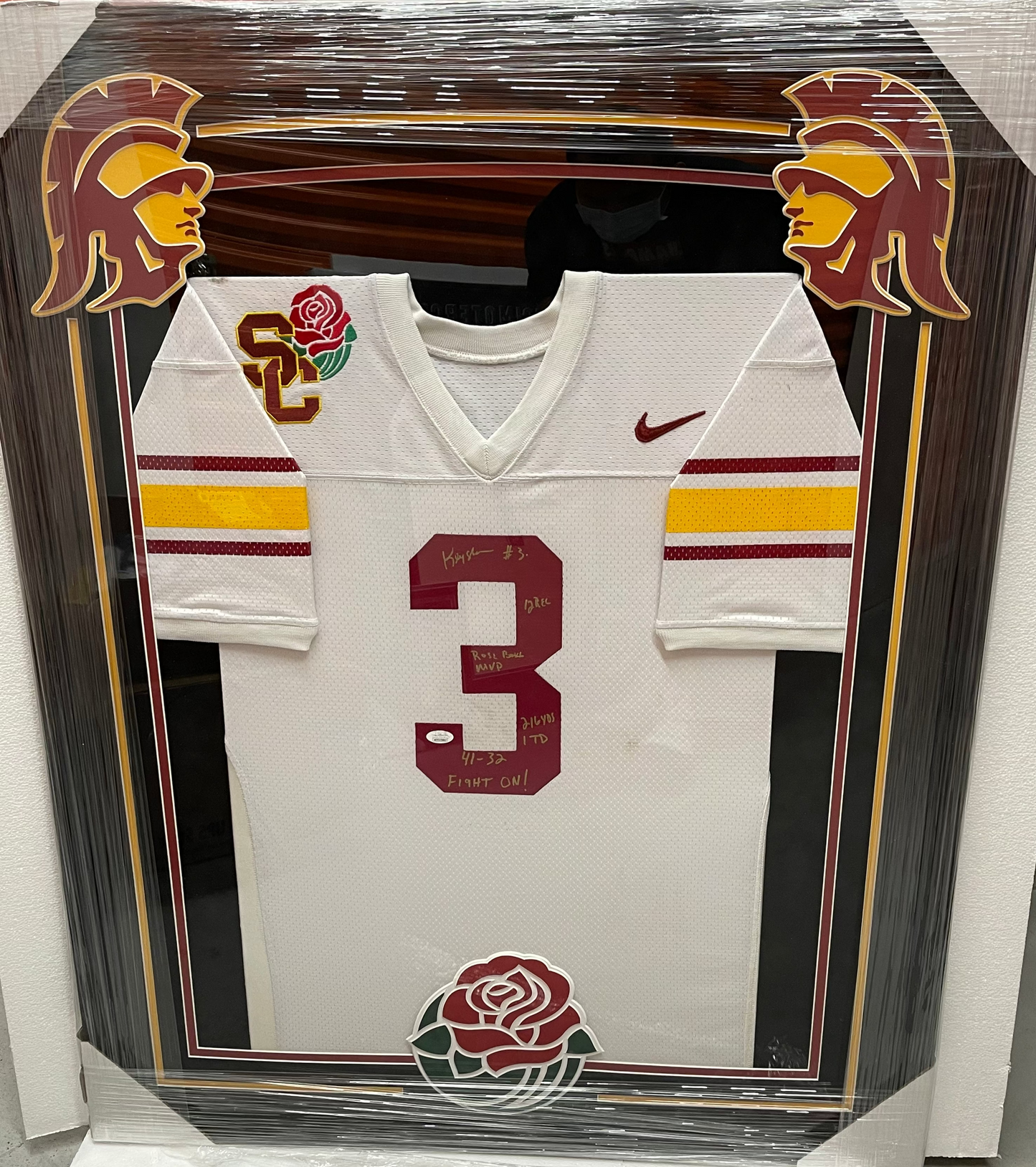 Keyshawn Johnson Signed, Inscribed, and Framed USC Trojans Team Issued Rose Bowl with 6 Inscriptions