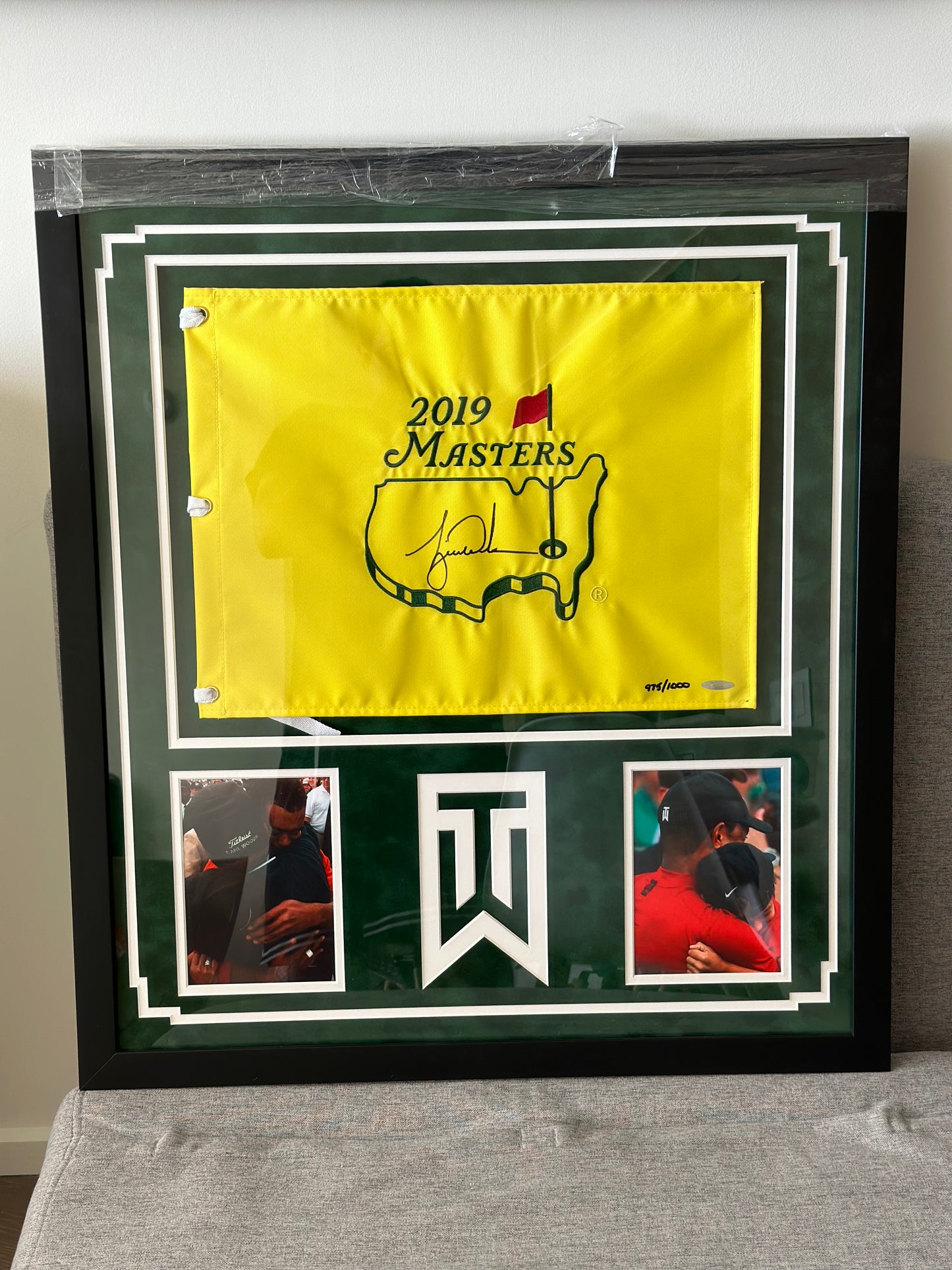 Tiger Woods Signed and Framed 2019 Masters Flag