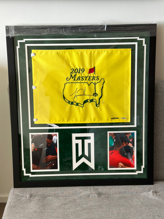 Tiger Woods Signed and Framed 2019 Masters Flag