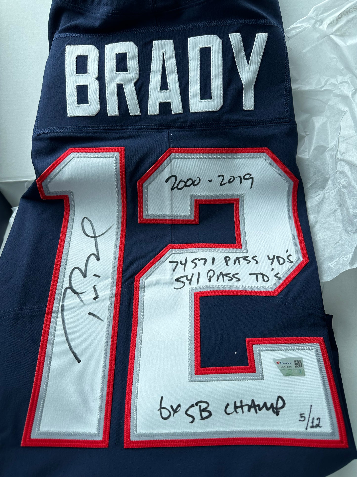 Tom Brady Signed and Inscribed Limited Edition Patriots Jersey