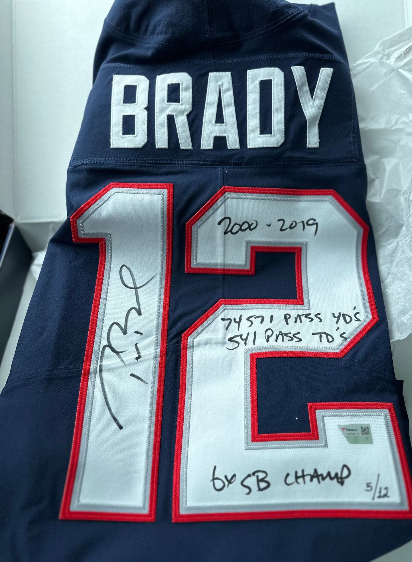 Tom Brady Signed and Inscribed Limited Edition Patriots Jersey
