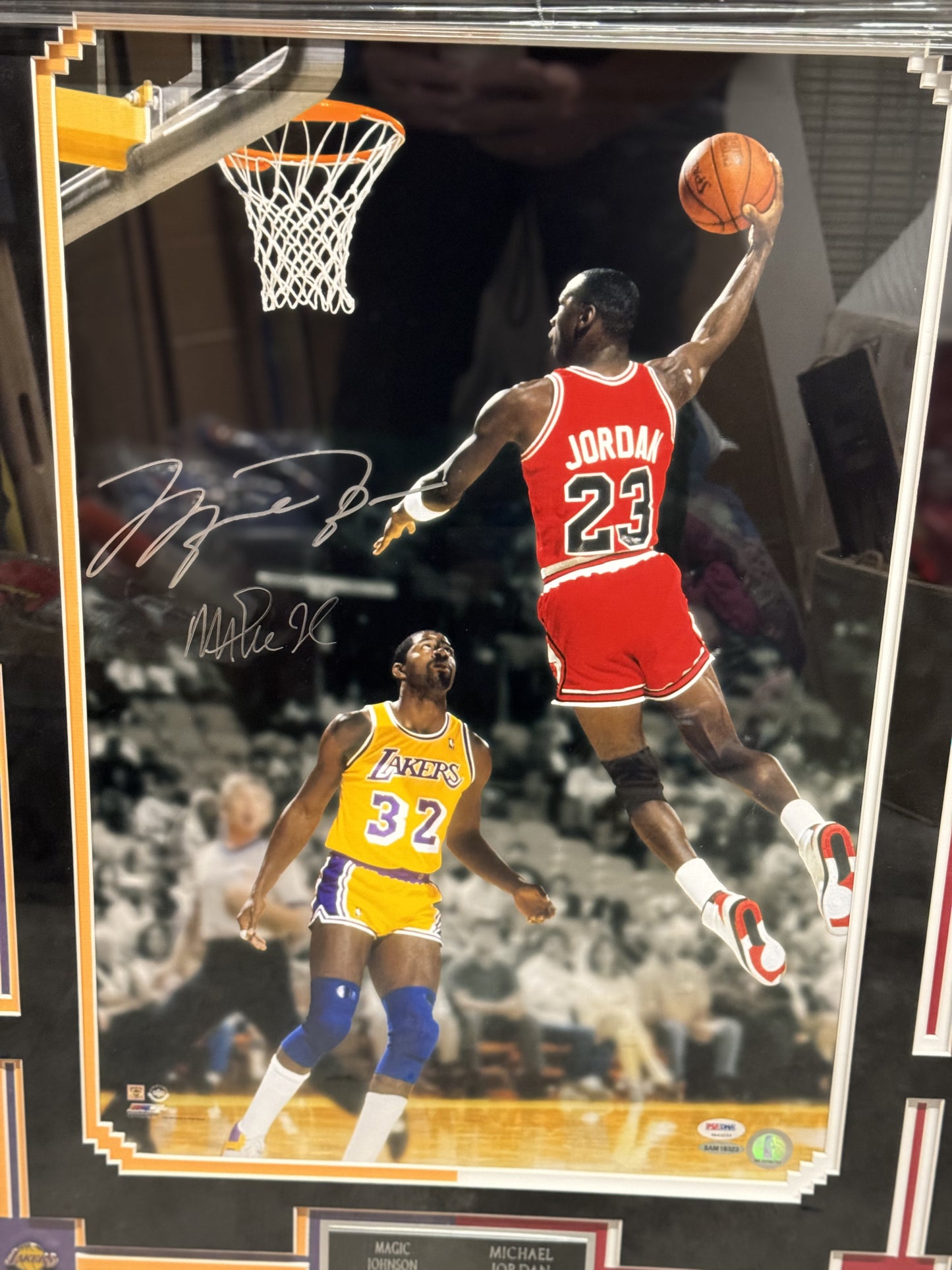 Michael Jordan and Magic Johnson Signed and Framed 20x24 Photo