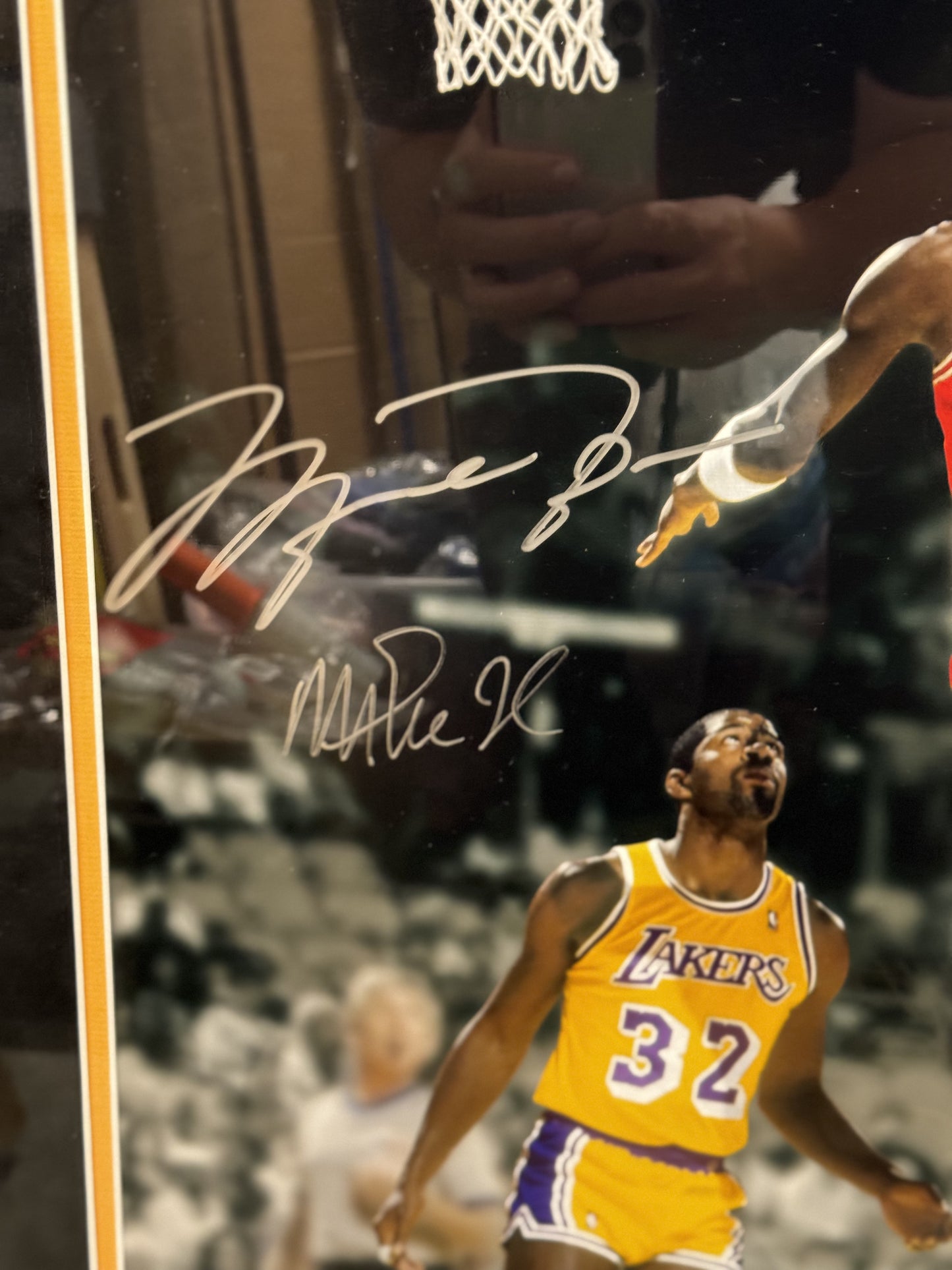 Michael Jordan and Magic Johnson Signed and Framed 20x24 Photo