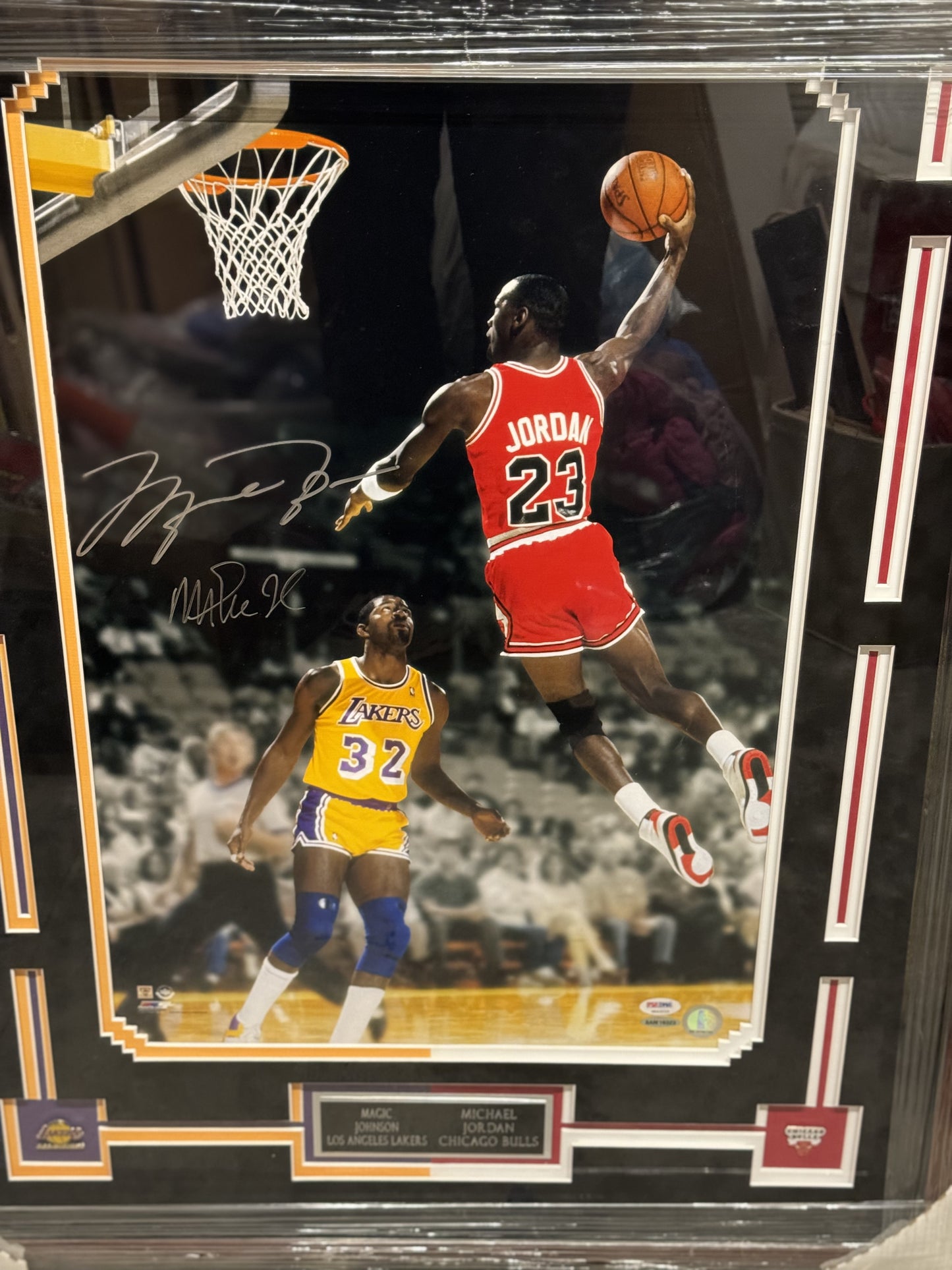 Michael Jordan and Magic Johnson Signed and Framed 20x24 Photo