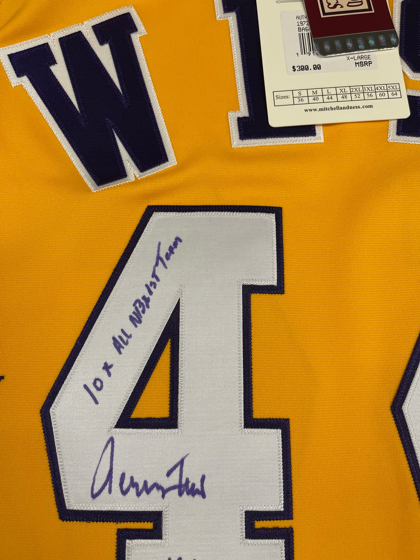 Jerry West Signed and Inscribed Authentic Mitchell and Ness All Star Jersey
