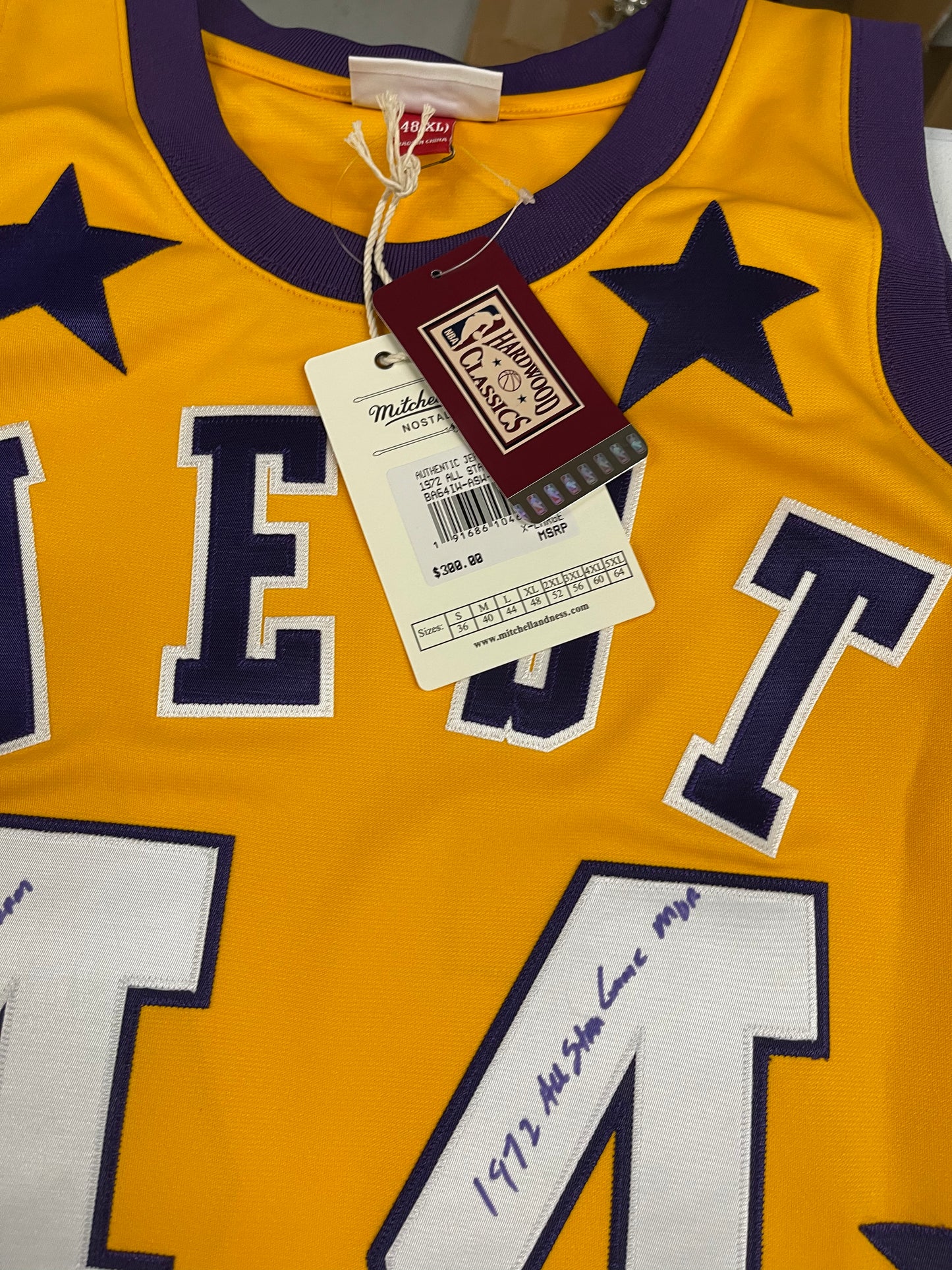 Jerry West Signed and Inscribed Authentic Mitchell and Ness All Star Jersey