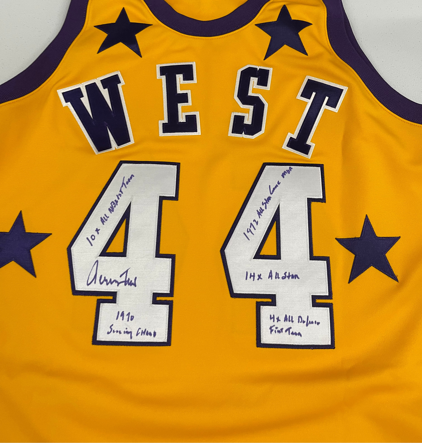 Jerry West Signed and Inscribed Authentic Mitchell and Ness All Star Jersey