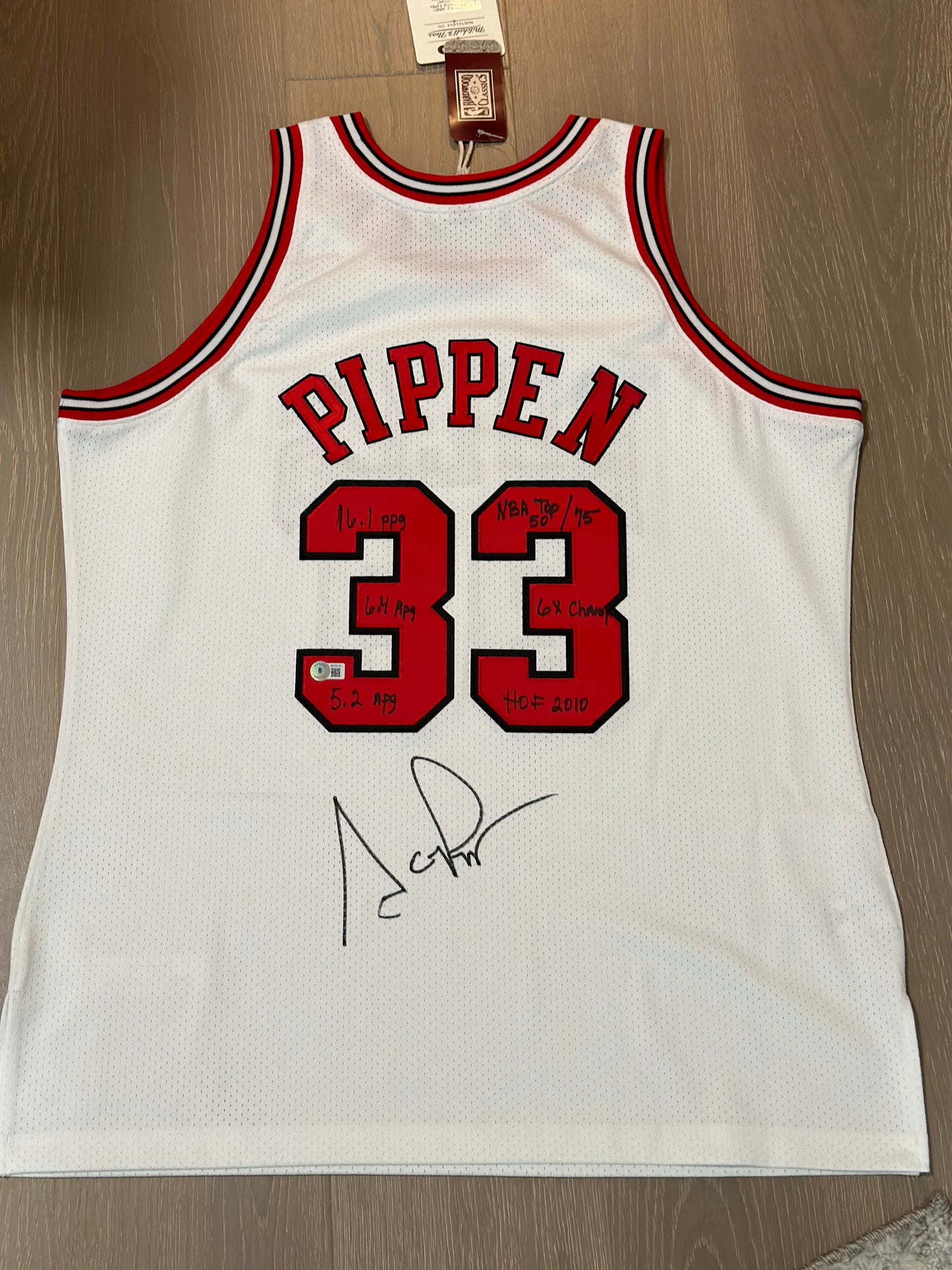 Scottie Pippen Signed and Inscribed White Authentic Bulls Jersey with 6 Inscriptions