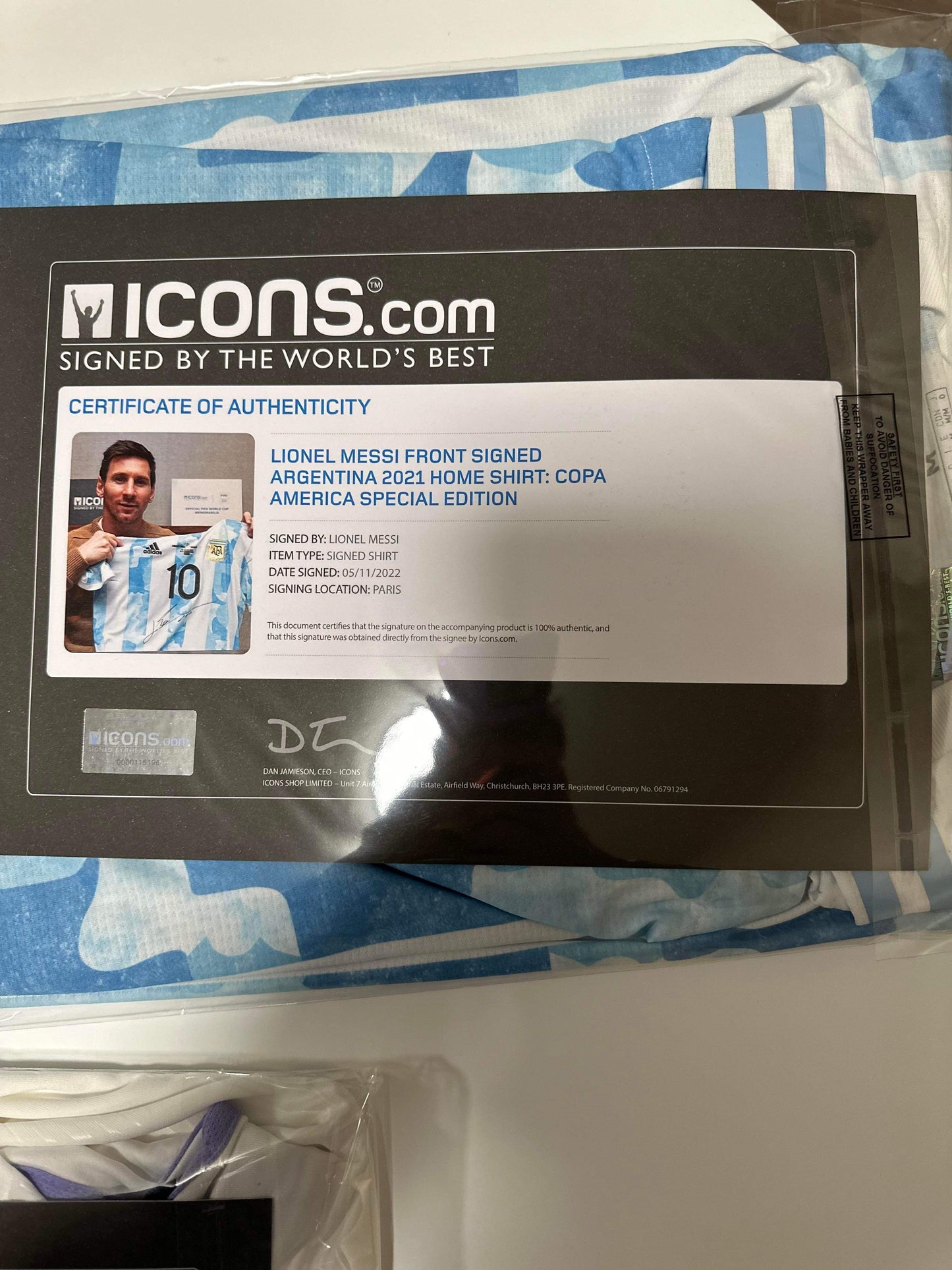 Lionel Messi Signed Copa America Final Player Issue Argentina Jersey