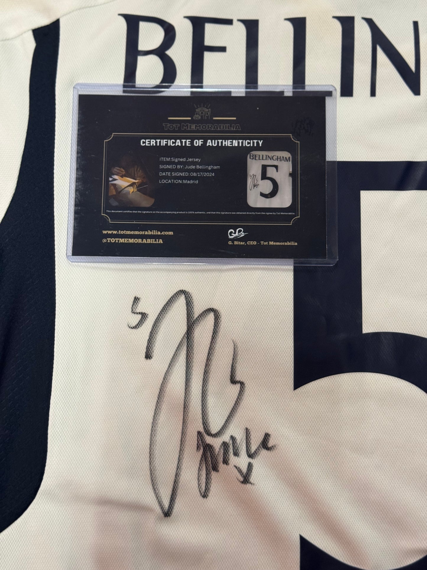 Jude Bellingham Signed Real Madrid Jersey with “Jude X” Inscription