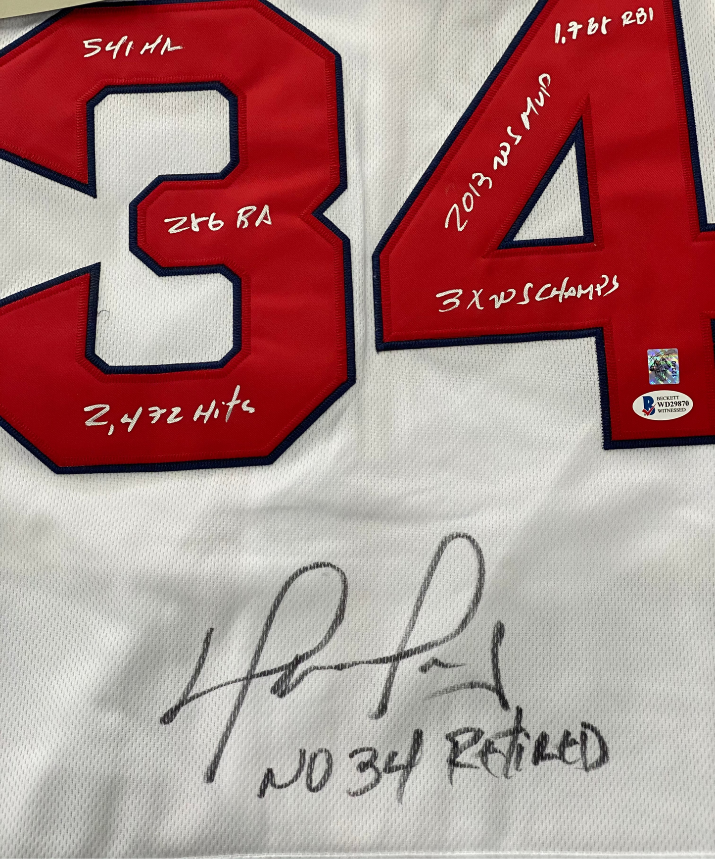 David Ortiz Signed and Inscribed Red Sox Majestic Flex Base Jersey