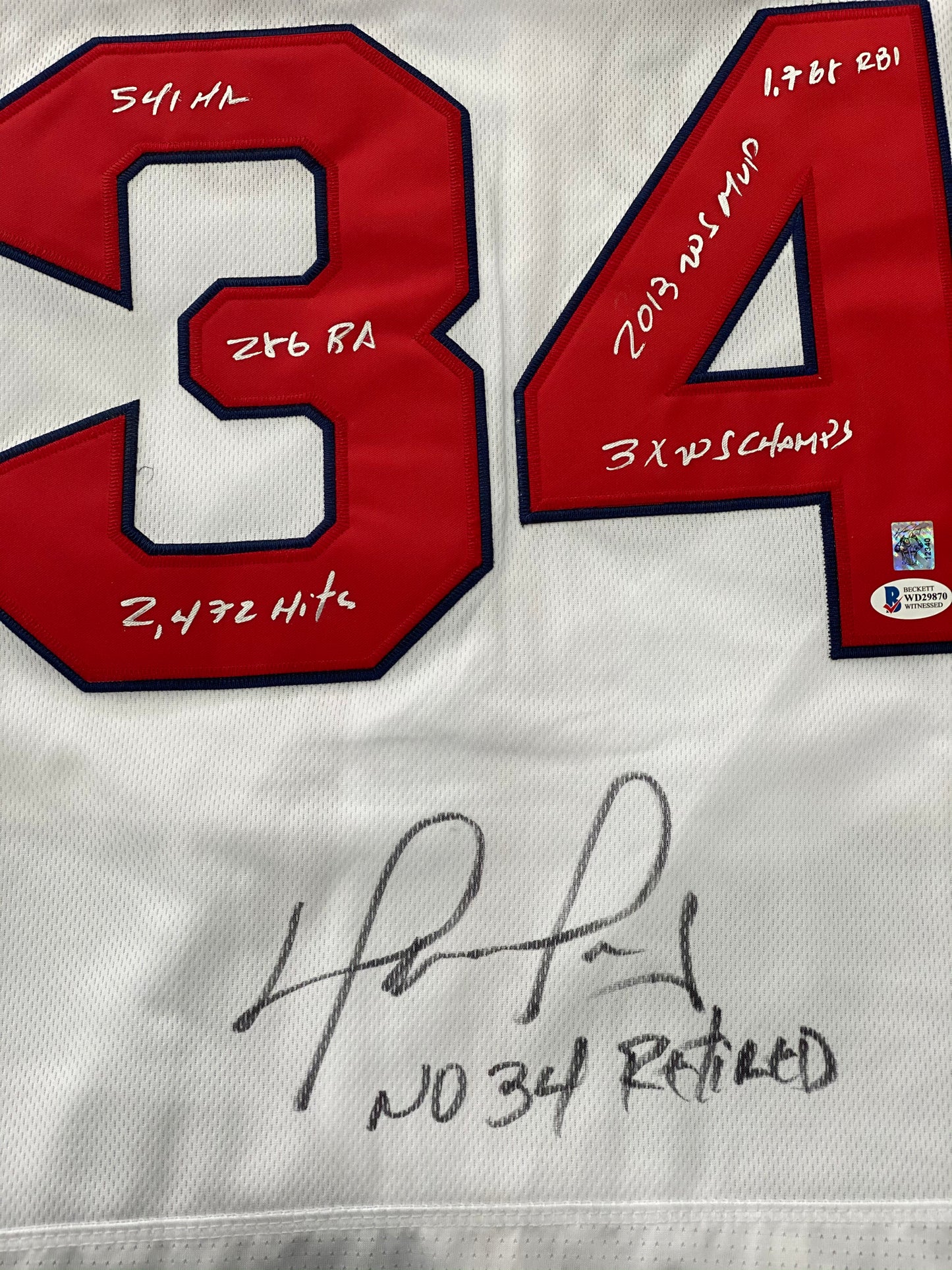 David Ortiz Signed and Inscribed Red Sox Majestic Flex Base Jersey