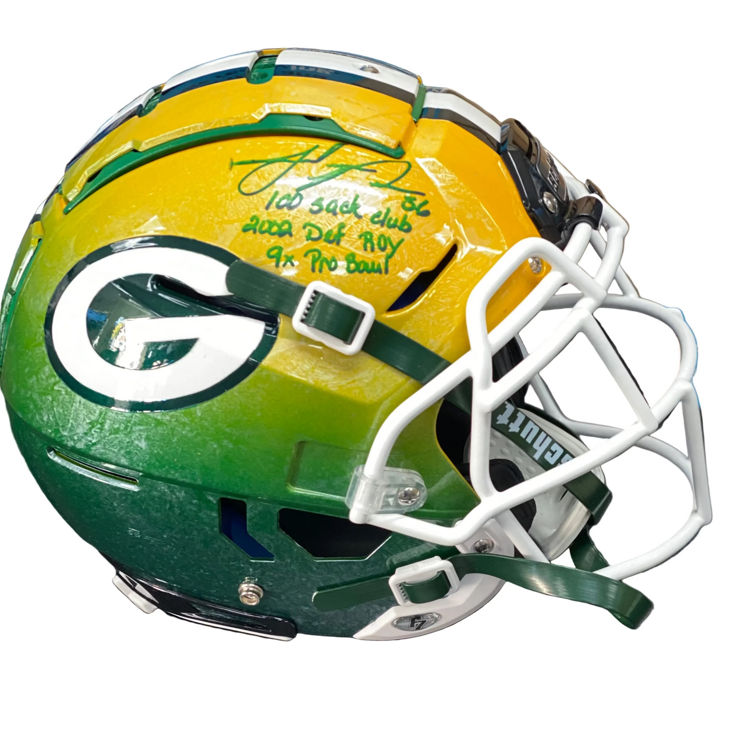 Julius Peppers Signed and Inscribed Hand Painted Packers Helmet