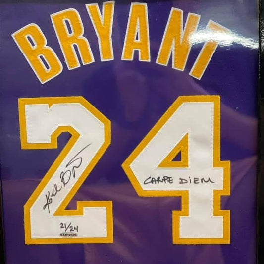 Kobe Bryant Limited Edition Jersey Archives Signed Authentic Lakers Purple Jersey with “Carpe Diem” Inscription
