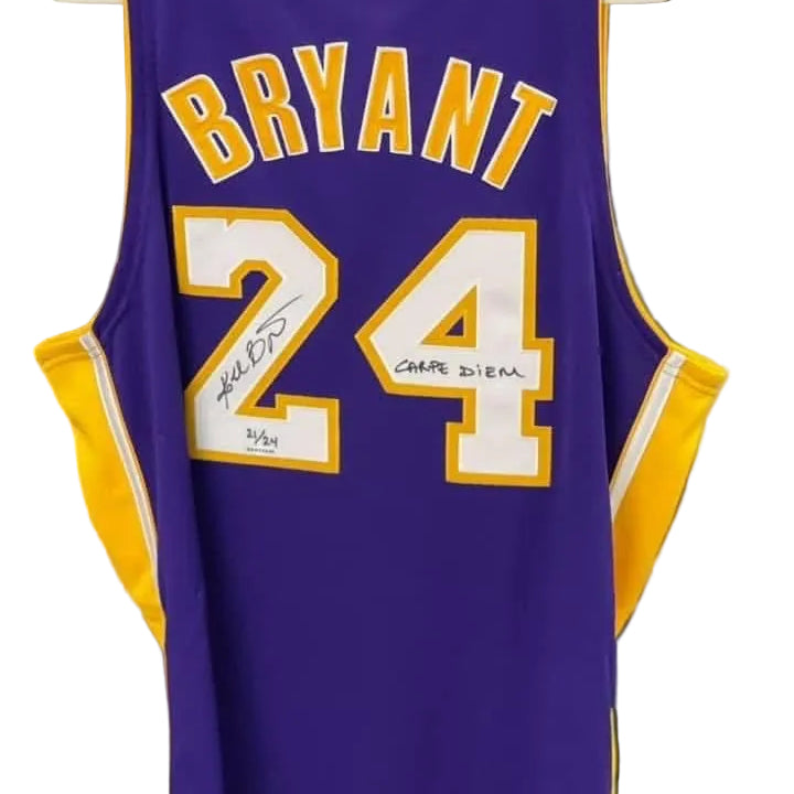 Kobe Bryant Limited Edition Jersey Archives Signed Authentic Lakers Purple Jersey with “Carpe Diem” Inscription