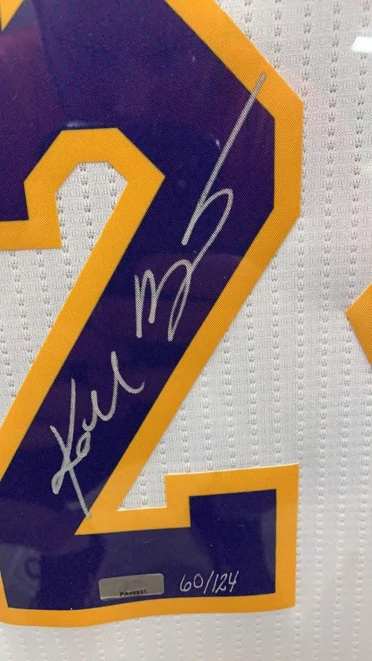 Kobe Bryant LE Signed White Lakers Jersey w/ “5x Champ” Inscription